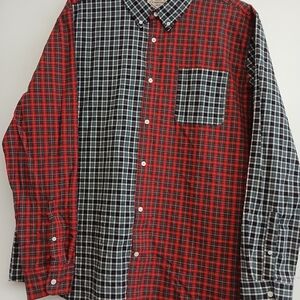 St. John's Bay Red and Black Plaid Button Down Shirt Size XXL New $20